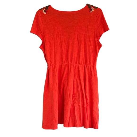Zara Knit Womens Orange Embroidered Mini Dress Size Large 100% Cotton - Picture 8 of 8